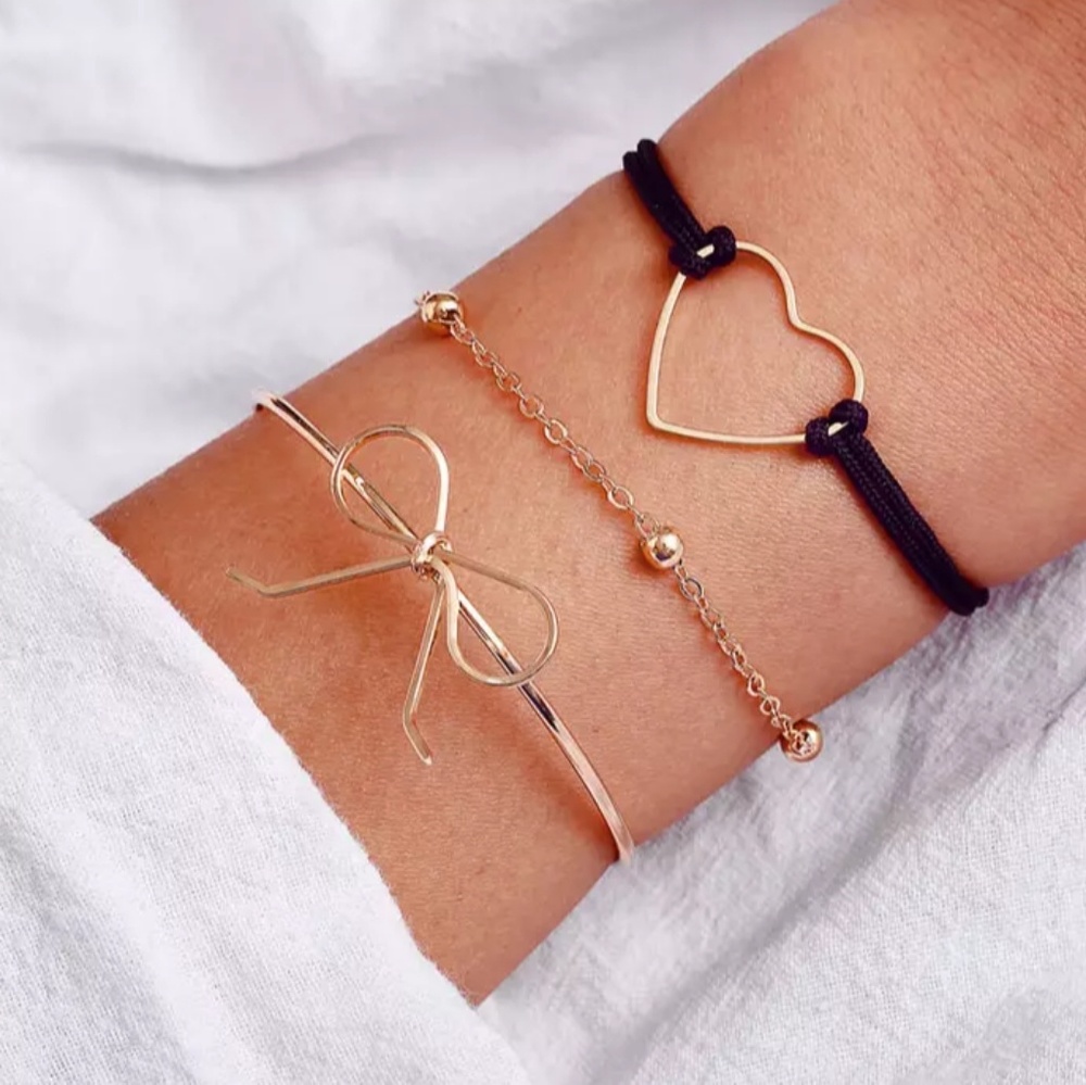 🆕 Heart & Bow bracelet trio